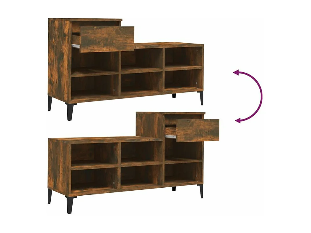 Armoire à chaussures Chêne fumé 102x36x60 Bois d'ingénierie