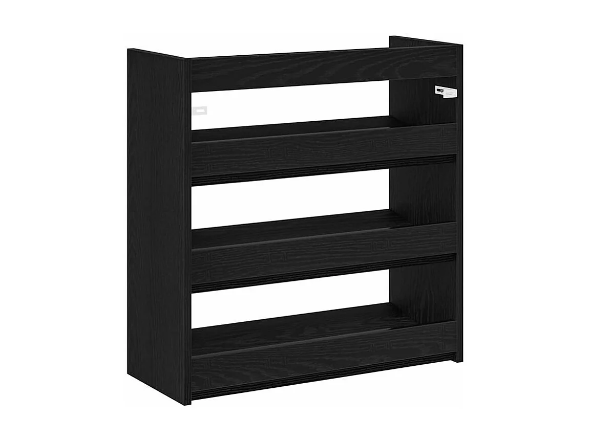 Étagère à chaussures en bois Manda L 60 x H 62cm - Rangement 3 niveaux-Couleur Noir