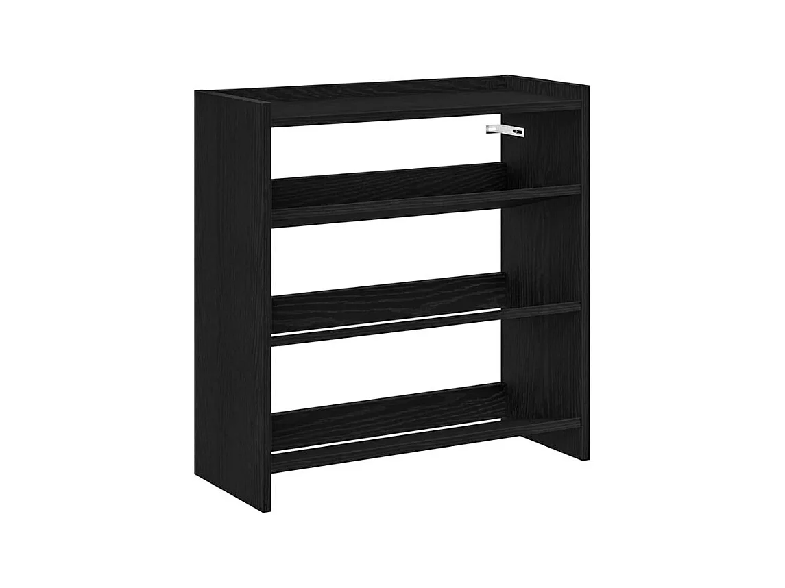 Étagère à chaussures en bois Manda L 60 x H 62cm - Rangement 3 niveaux-Couleur Noir