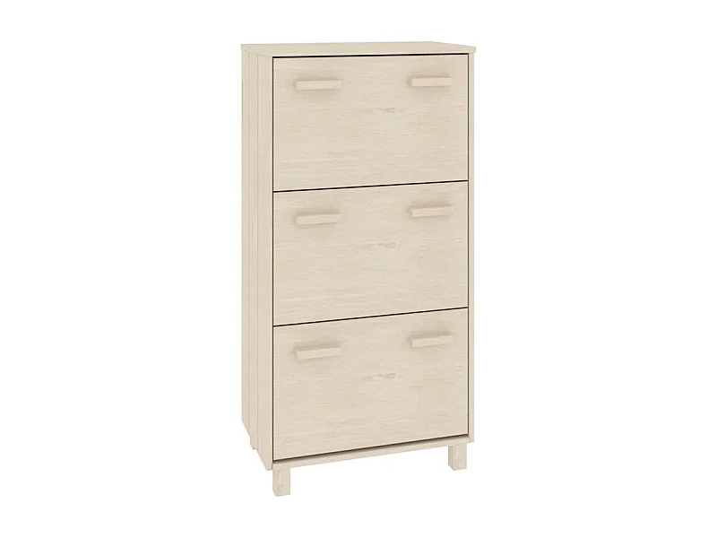 Armoire à chaussures en pin massif Verla L 60x117 - Format Pratique-Couleur Beige