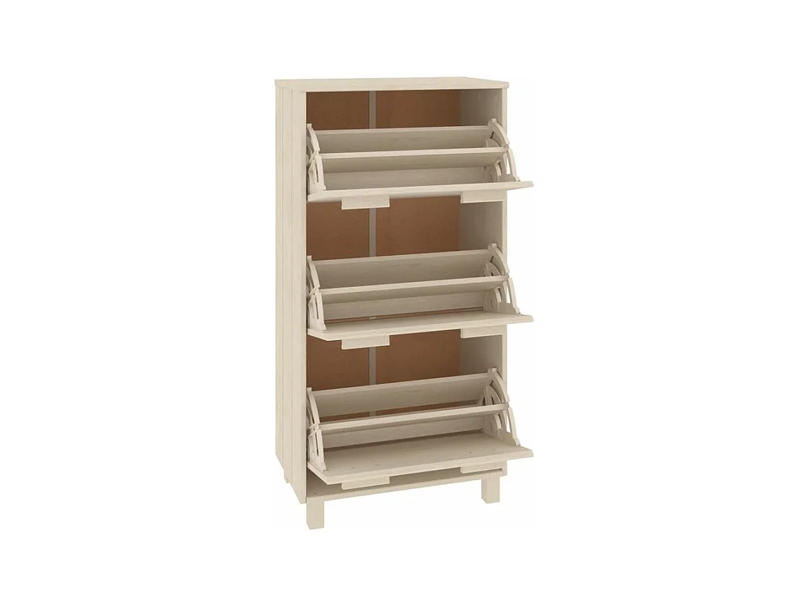 Armoire à chaussures en pin massif Verla L 60x117 - Format Pratique-Couleur Beige