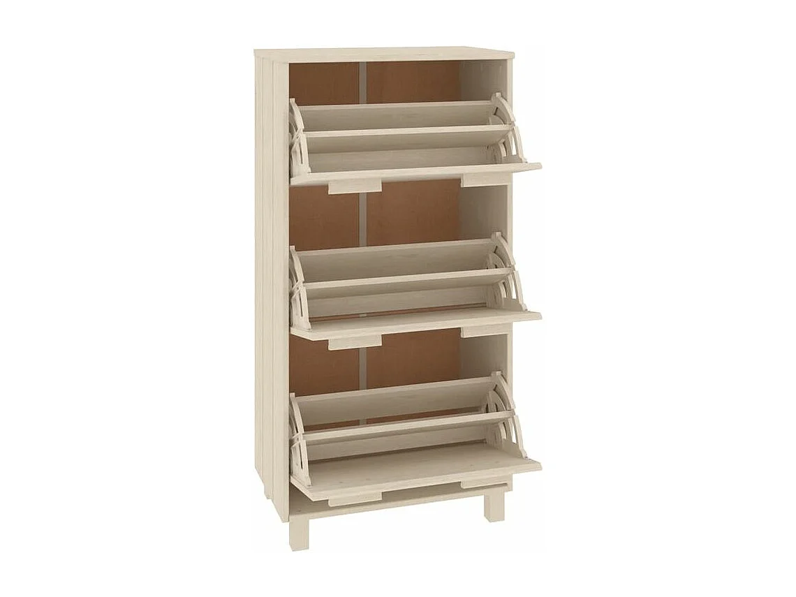 Armoire à chaussures en pin massif Verla L 60x117 - Format Pratique-Couleur Beige