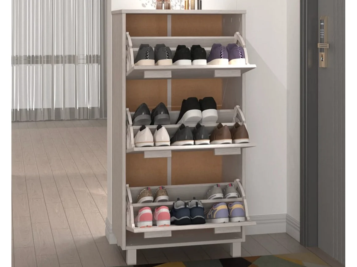 Armoire à chaussures en pin massif Verla L 60x117 - Format Pratique-Couleur Beige