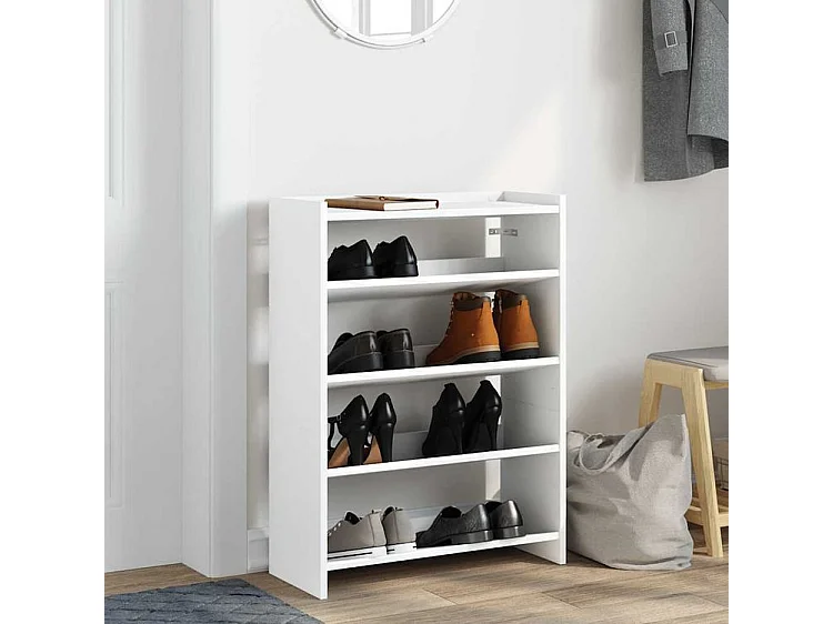 Étagère à chaussures blanc 80x25x61,5 bois d'ingénierie