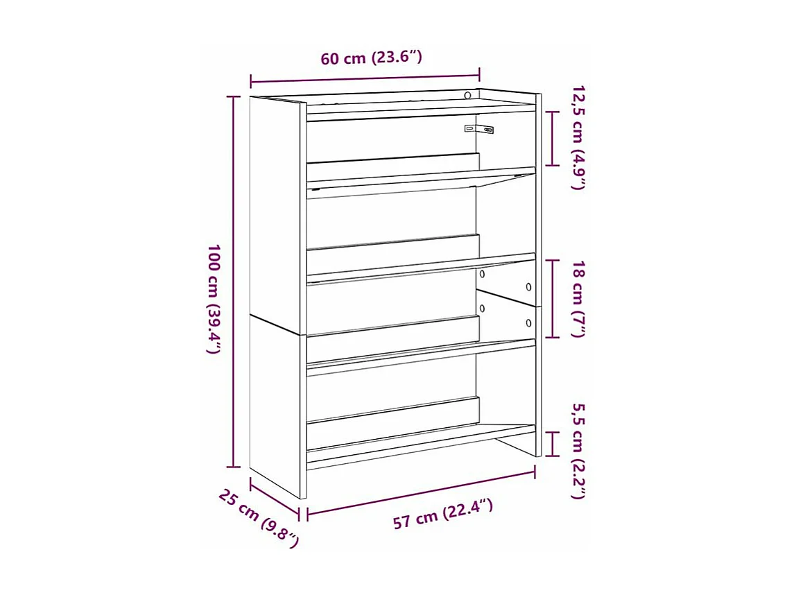 Étagère à chaussures blanc 80x25x61,5 bois d'ingénierie