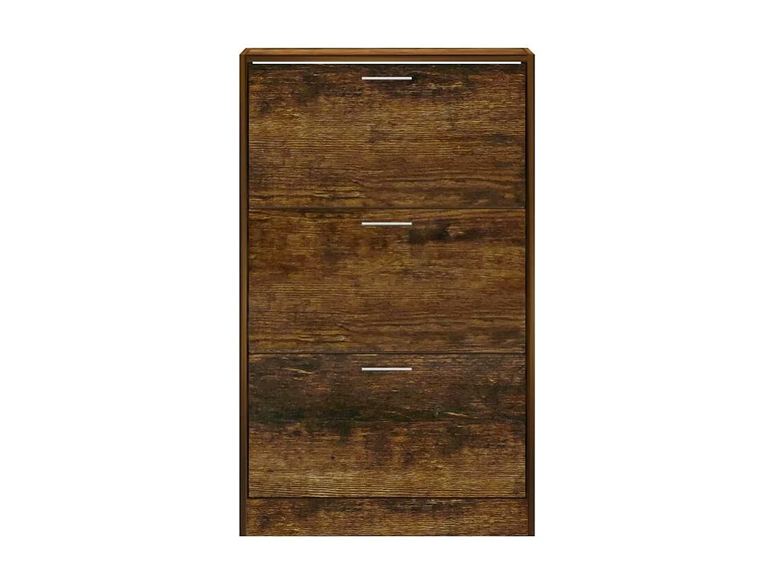 Armoire à chaussures en bois Puerto L63xH103xP24 – 3 portes rabattables-Couleur Marron fumé