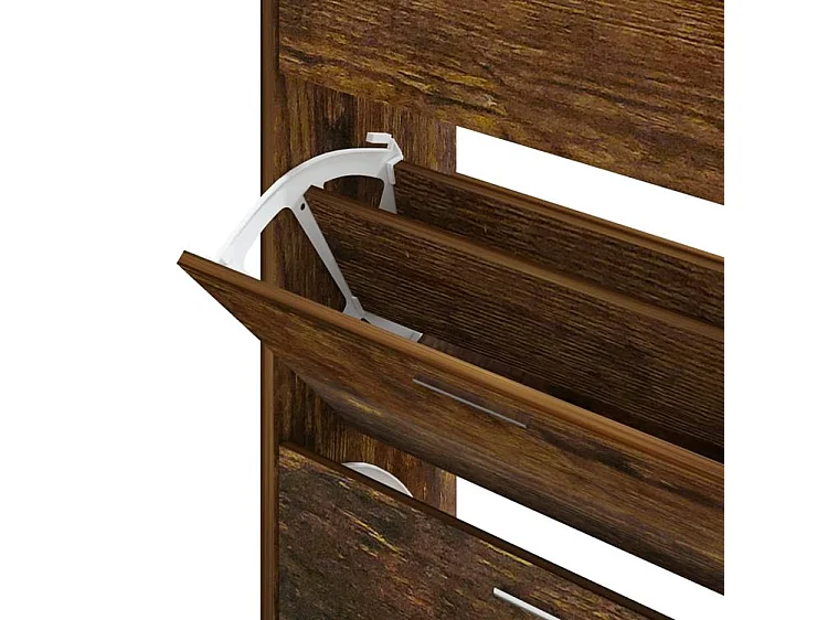 Armoire à chaussures en bois Puerto L63xH103xP24 – 3 portes rabattables-Couleur Marron fumé