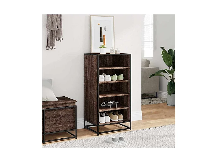 Étagère à chaussures chêne marron 48x38x97,5 bois ingénierie