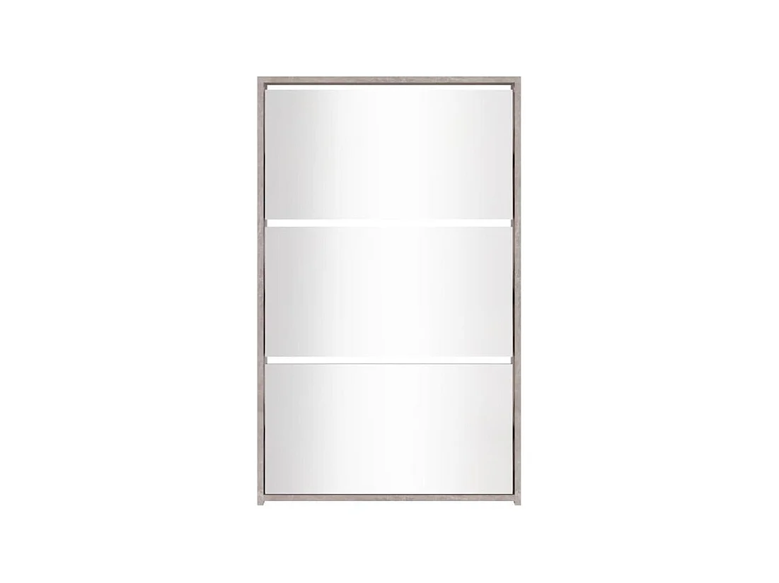 Armoire à chaussures 3 portes rabattables avec miroir Ranka H 102cm – Design moderne et élégant-Couleur Gris béton