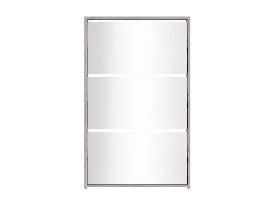 Armoire à chaussures 3 portes rabattables avec miroir Ranka H 102cm – Design moderne et élégant-Couleur Gris béton