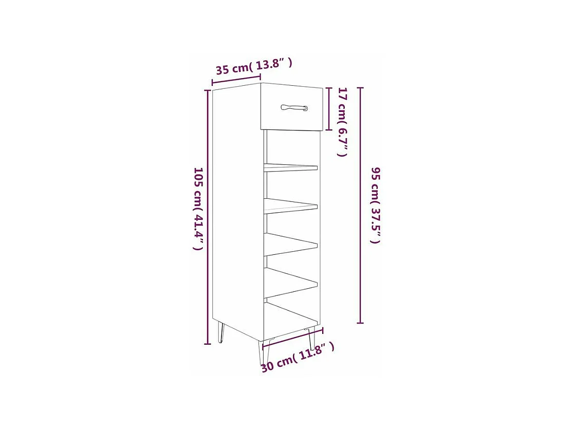 Meuble à étagères Livio avec 1 tiroir - Pieds en métal noir-Couleur Marron