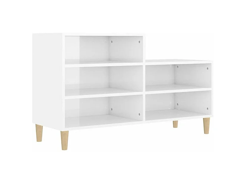 Armoire à chaussure Blanc brillant 102x36x60 Bois ingénierie