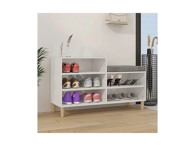 Armoire à chaussure Blanc brillant 102x36x60 Bois ingénierie