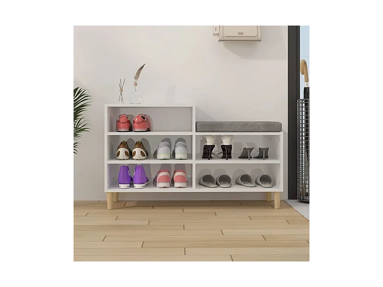 Armoire à chaussure Blanc brillant 102x36x60 Bois ingénierie