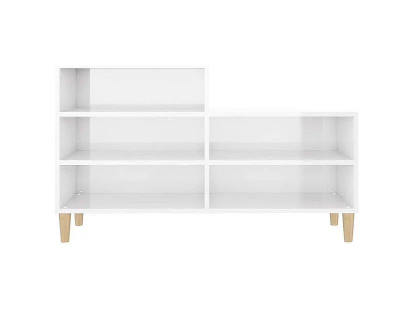 Armoire à chaussure Blanc brillant 102x36x60 Bois ingénierie