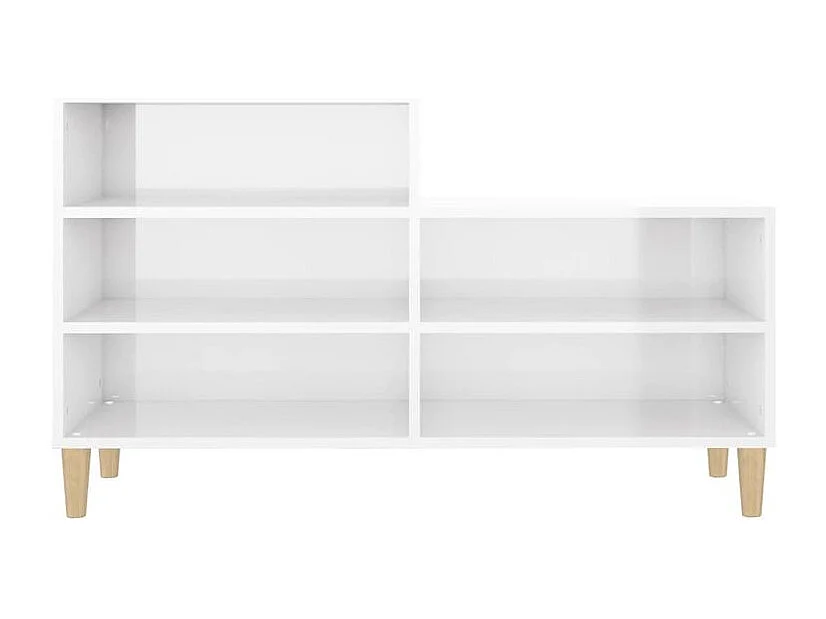 Armoire à chaussure Blanc brillant 102x36x60 Bois ingénierie