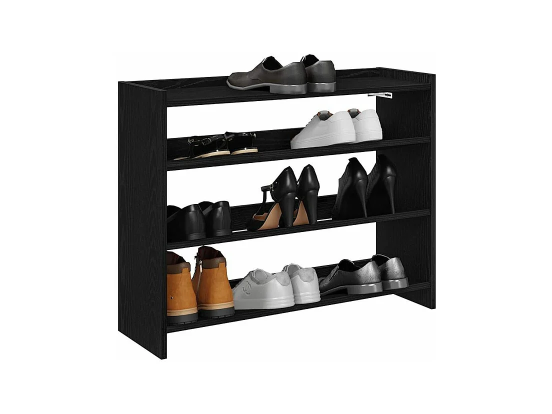 Étagère à chaussures en bois Manda L 80 x H 62cm - Rangement 3 niveaux-Couleur Noir