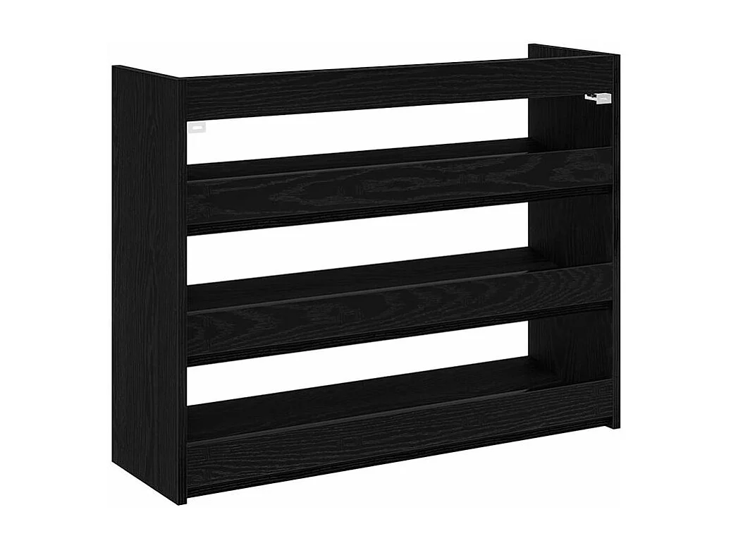 Étagère à chaussures en bois Manda L 80 x H 62cm - Rangement 3 niveaux-Couleur Noir