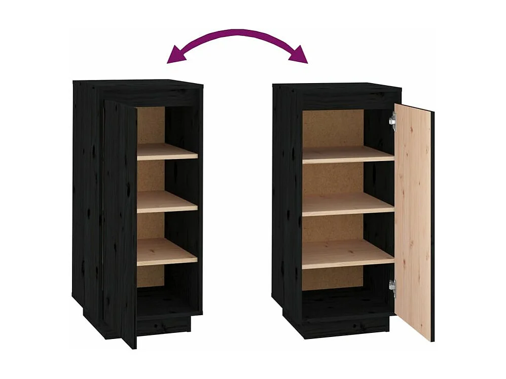 Armoire à chaussures Noir 35x35x80 Bois de pin massif
