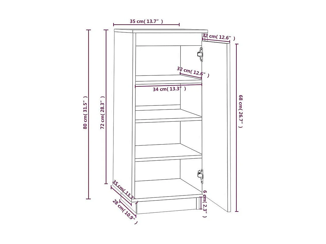 Armoire à chaussures Noir 35x35x80 Bois de pin massif