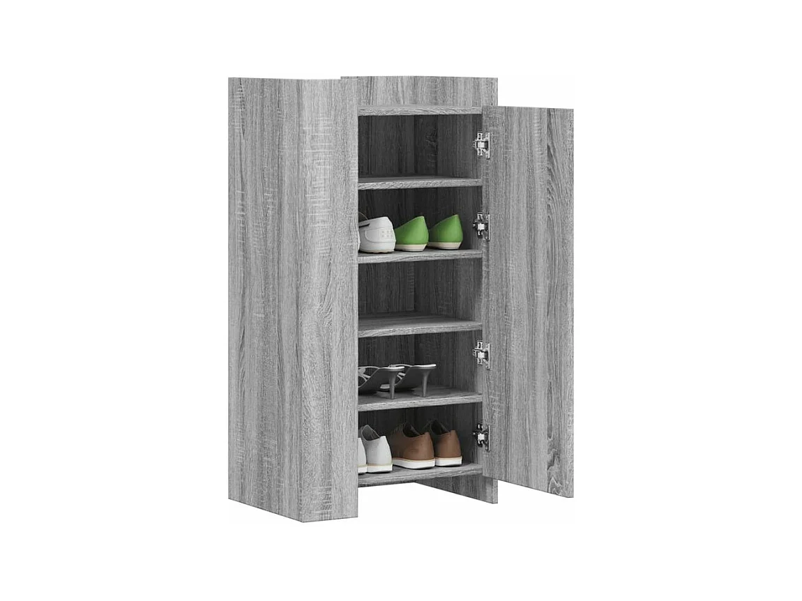 Armoire à chaussures en bois Lika L52xP37.5xH100 - Compacte et moderne-Couleur Chêne gris