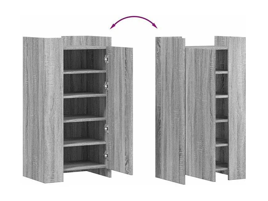 Armoire à chaussures en bois Lika L52xP37.5xH100 - Compacte et moderne-Couleur Chêne gris