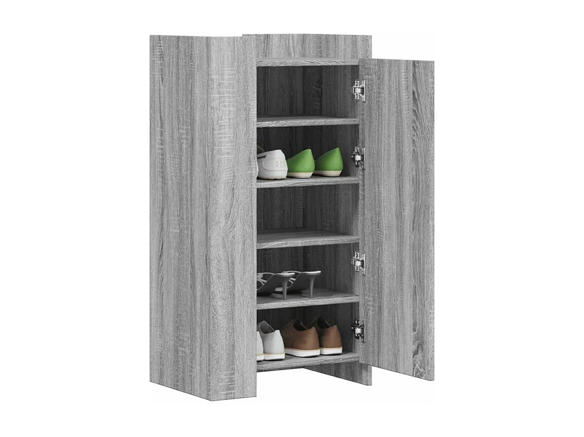 Armoire à chaussures en bois Lika L52xP37.5xH100 - Compacte et moderne-Couleur Chêne gris