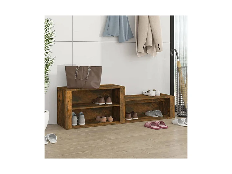 Armoire à chaussures Chêne fumé 150x35x45 Bois d'ingénierie