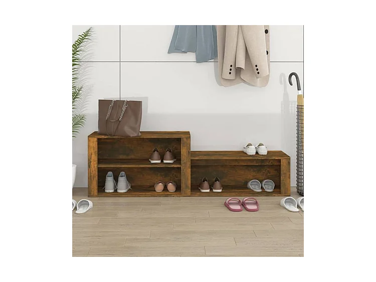 Armoire à chaussures Chêne fumé 150x35x45 Bois d'ingénierie