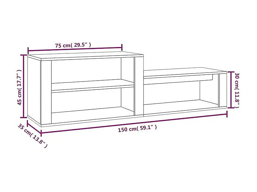 Armoire à chaussures Chêne fumé 150x35x45 Bois d'ingénierie