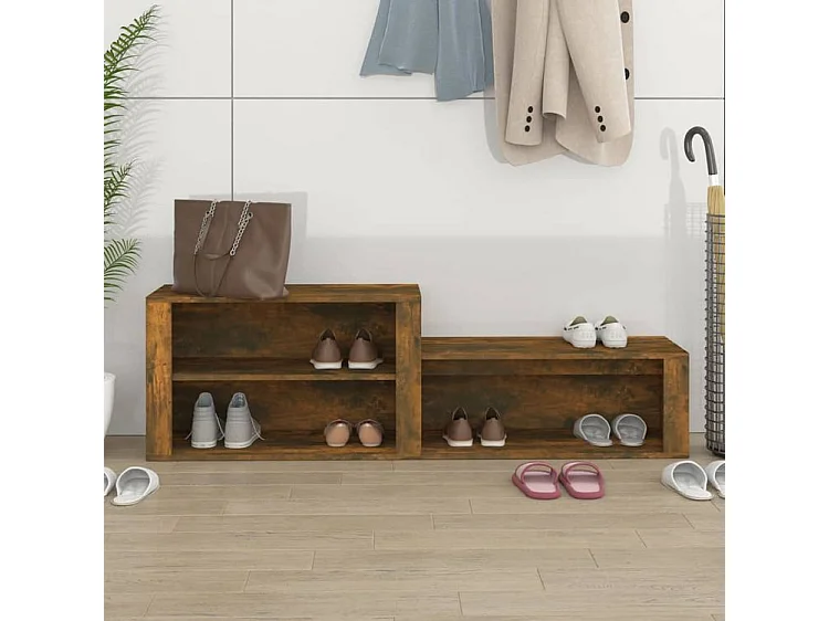 Armoire à chaussures Chêne fumé 150x35x45 Bois d'ingénierie