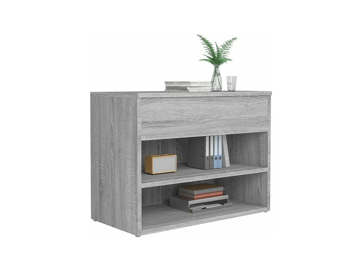 Banc à chaussures en bois Borka L 60 x H 45cm - Compact et Pratique-Couleur Chêne gris
