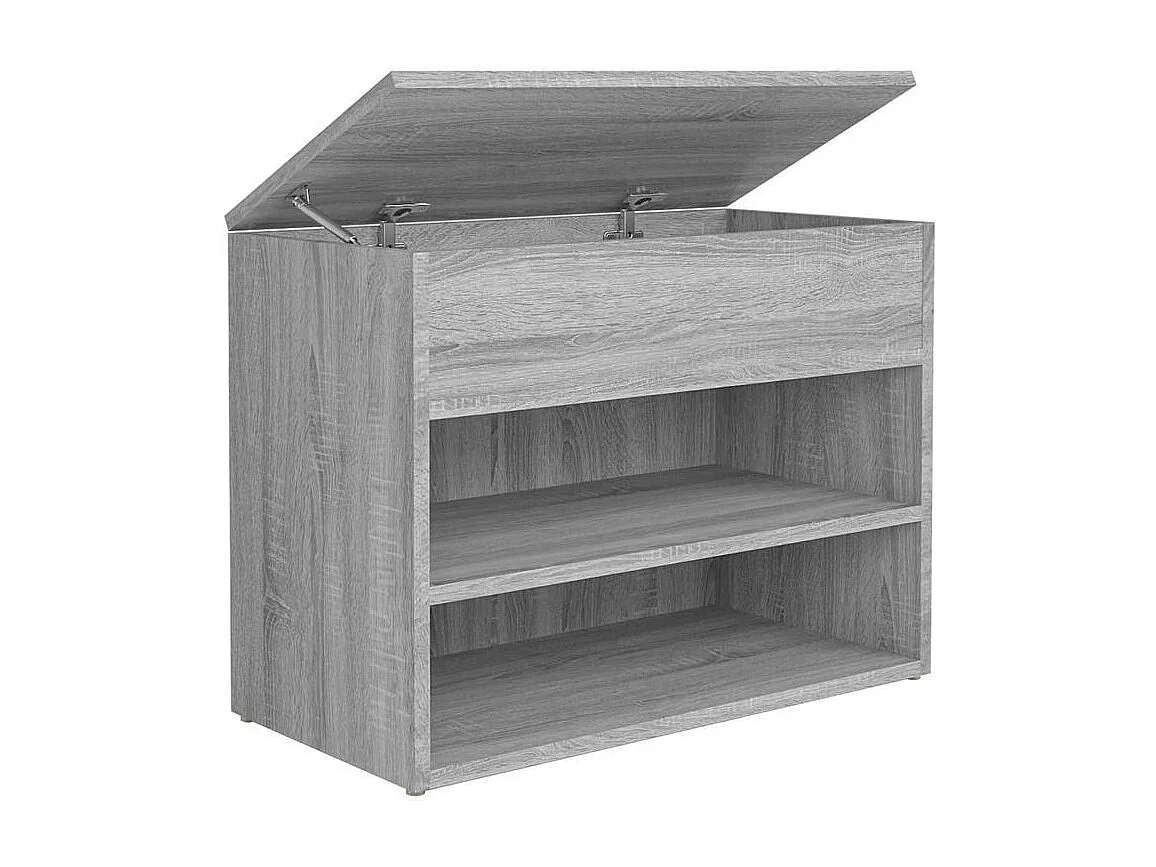Banc à chaussures en bois Borka L 60 x H 45cm - Compact et Pratique-Couleur Chêne gris