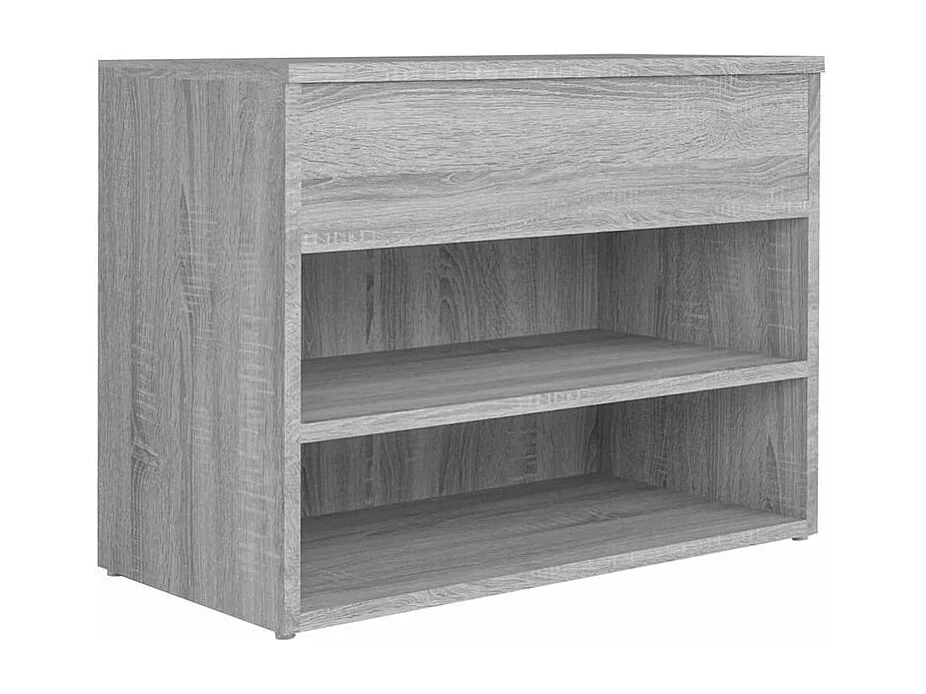 Banc à chaussures en bois Borka L 60 x H 45cm - Compact et Pratique-Couleur Chêne gris