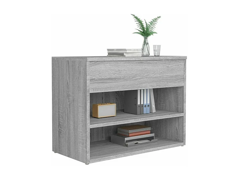 Banc à chaussures en bois Borka L 60 x H 45cm - Compact et Pratique-Couleur Chêne gris