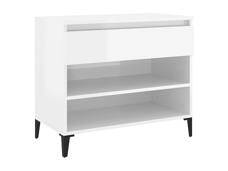 Armoire à chaussure Blanc brillant 70x36x60 Bois ingénierie