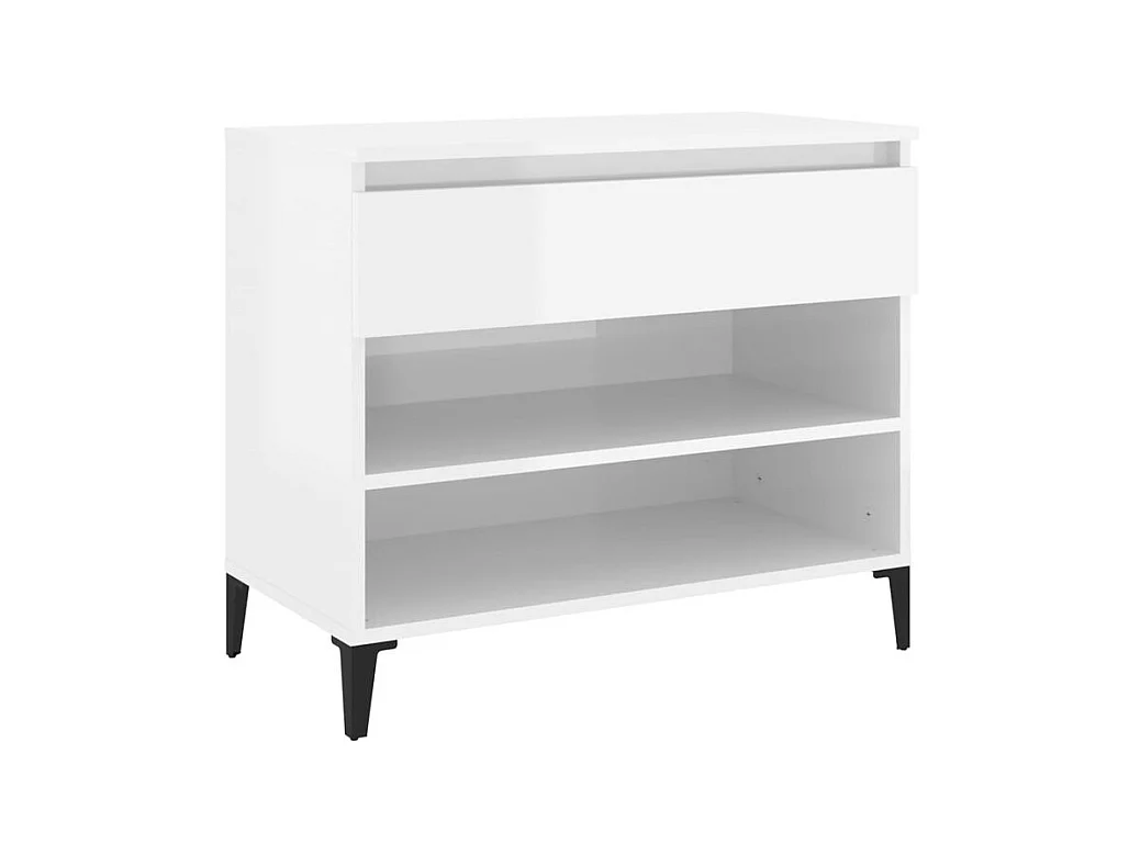 Armoire à chaussure Blanc brillant 70x36x60 Bois ingénierie