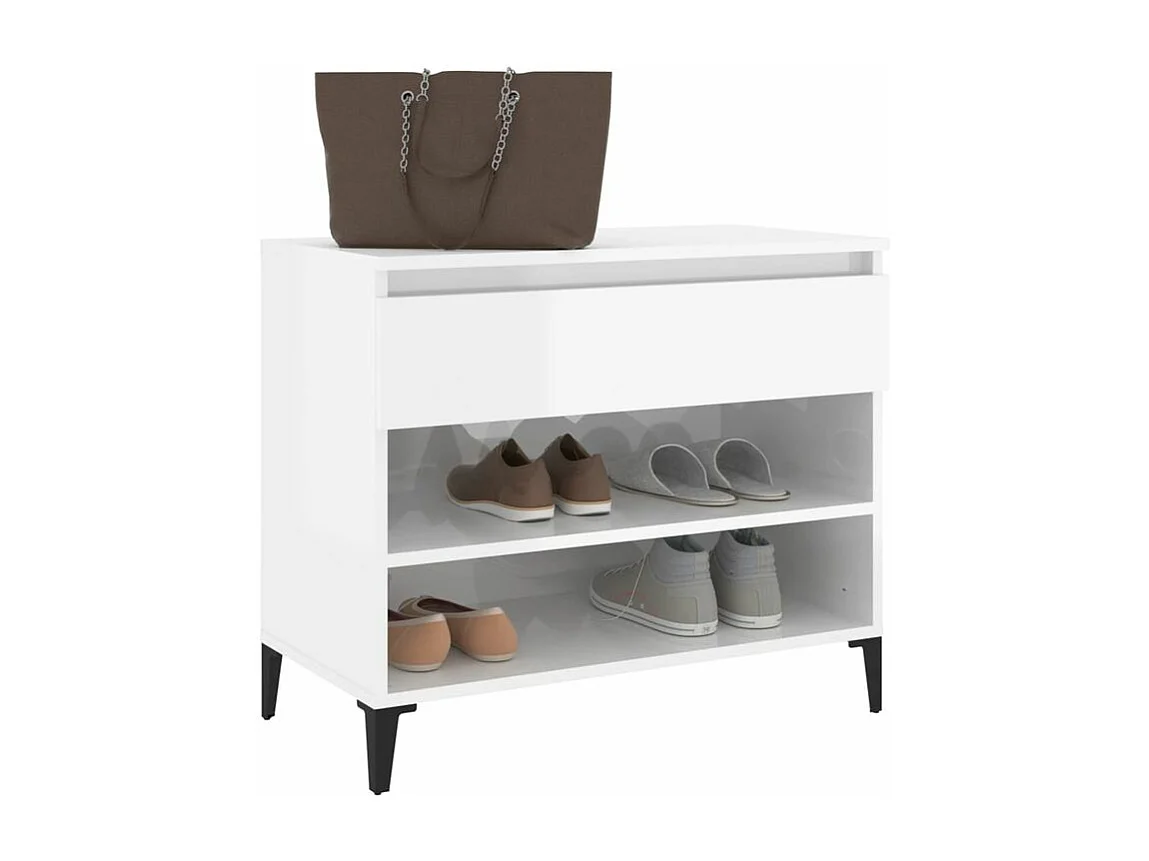 Armoire à chaussure Blanc brillant 70x36x60 Bois ingénierie