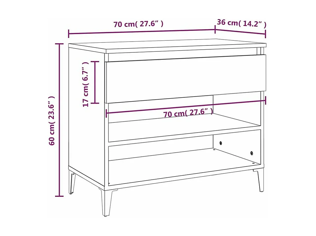 Armoire à chaussure Blanc brillant 70x36x60 Bois ingénierie