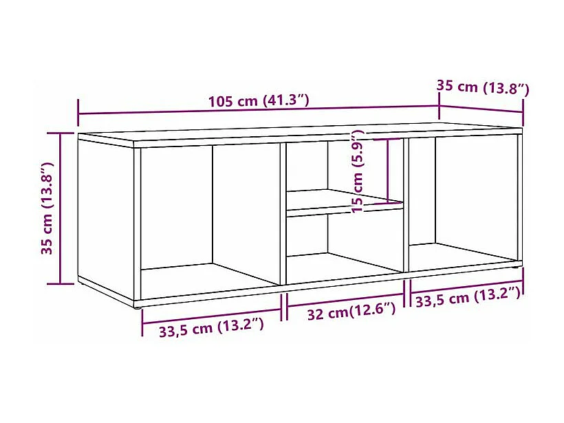 Banc de rangement à chaussures chêne artisanal 105x35x35