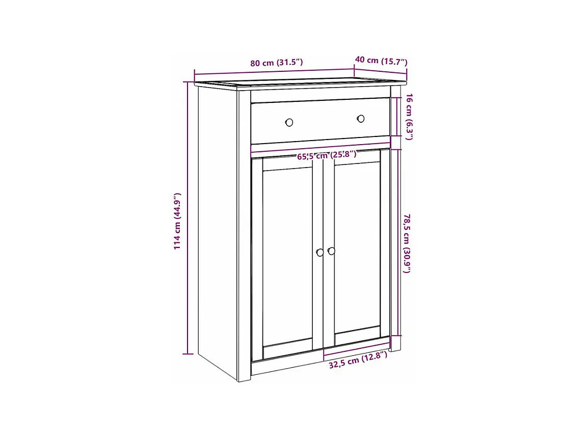 Armoire à chaussures Panama 80x40x114 bois de pin massif