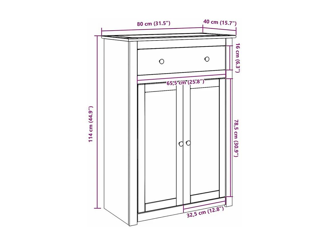 Armoire à chaussures Panama 80x40x114 bois de pin massif