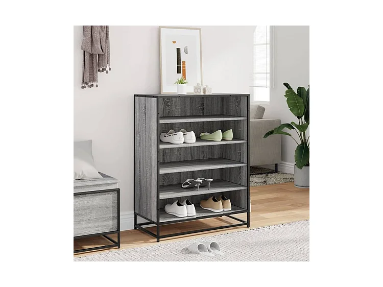 Meuble à chaussures sonoma gris bois d'ingénierie et métal