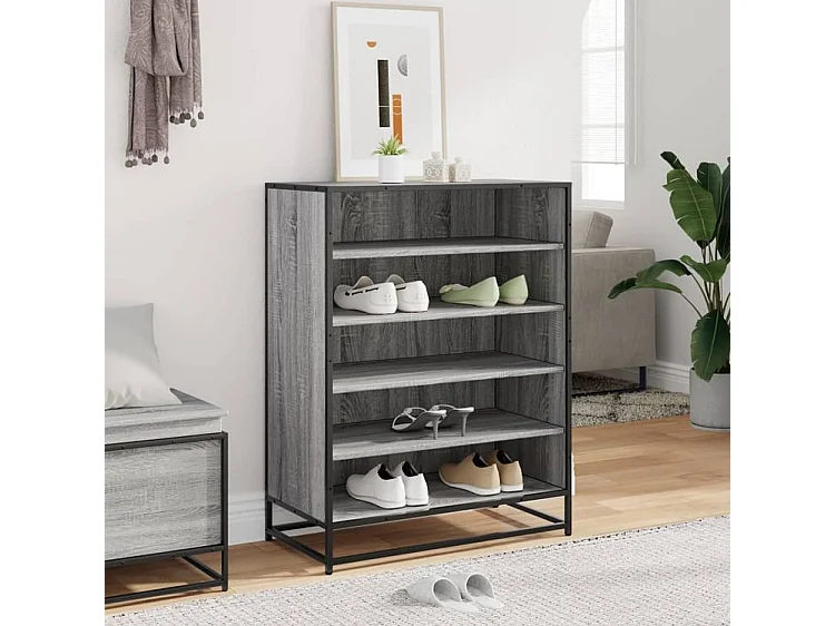 Meuble à chaussures sonoma gris bois d'ingénierie et métal