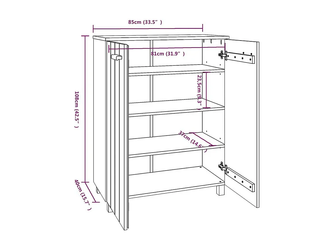 Armoire à chaussures HAMAR Blanc 85x40x108 Bois de pin