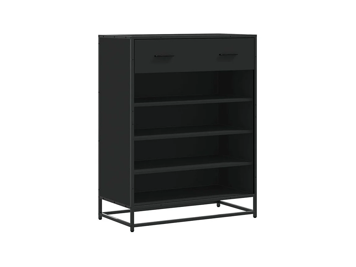 Meuble à chaussures noir 75x38x97,5 bois d'ingénierie métal