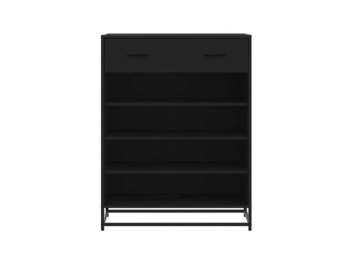 Meuble à chaussures noir 75x38x97,5 bois d'ingénierie métal