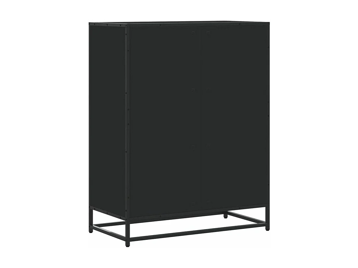 Meuble à chaussures noir 75x38x97,5 bois d'ingénierie métal