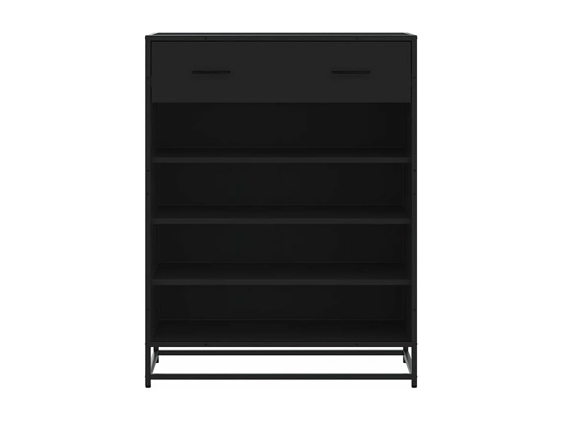 Meuble à chaussures noir 75x38x97,5 bois d'ingénierie métal