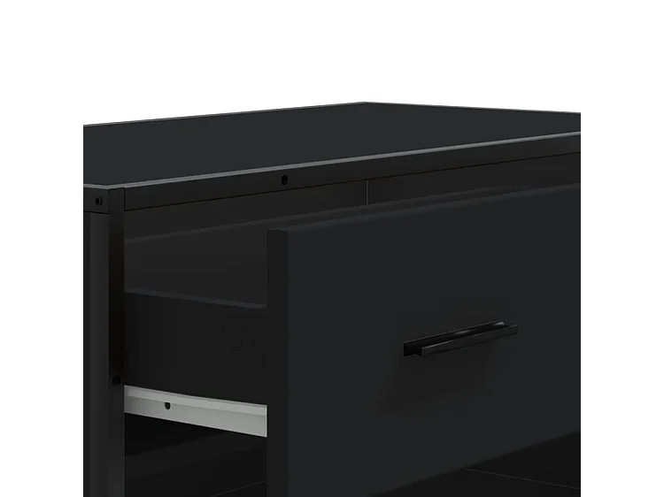 Meuble à chaussures noir 75x38x97,5 bois d'ingénierie métal